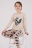 Rolypoly Erkek Çocuk Bisiklet Yaka Pigment Baskılı Kışlık Regular Fit Krem Pijama Takımı RP3668-C-V2