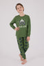 Rolypoly Erkek Çocuk Bisiklet Yaka Pigment Baskılı Kışlık Regular Fit Yeşil Pijama Takımı RP3669-C-V1