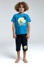 Rolypoly Erkek Çocuk Bisiklet Yaka Pigment Baskılı Yazlık Regular Fit Mavi Kapri Takım RP3550-C-V1