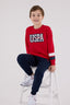 U.S. Polo Assn. Erkek Çocuk Bisiklet Yaka Pigment Baskılı Kışlık Regular Fit Kırmızı Eşofman Takımı US2213-C-V1
