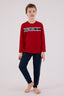U.S. Polo Assn. Erkek Çocuk Bisiklet Yaka Pigment Baskılı Kışlık Regular Fit Kırmızı Pijama Takımı US2210-C-V1