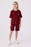 U.S. Polo Assn. Kız Çocuk Bisiklet Yaka Sargı Nakışlı Yazlık Regular Fit Bordo Bermuda Takım US1848-C-V32