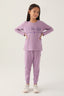 U.S. Polo Assn. Kız Çocuk Bisiklet Yaka Pigment Baskılı Kışlık Regular Fit Mor Pijama Takımı US1664-C-V4