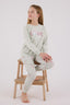 Rolypoly Kız Çocuk Bisiklet Yaka Pigment Baskılı Kışlık Regular Fit Yeşil Pijama Takımı RP3703-C-V1