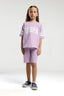 U.S. Polo Assn. Kız Çocuk Bisiklet Yaka Pigment Baskılı Yazlık Regular Fit Mor Bermuda Takım US2091-C-V1