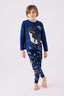 Rolypoly Erkek Çocuk Bisiklet Yaka Pigment Baskılı Kışlık Regular Fit Lacivert Pijama Takımı RP3428-C-V2