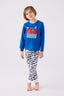 Rolypoly Erkek Çocuk Bisiklet Yaka Pigment Baskılı Kışlık Regular Fit Mavi Pijama Takımı RP3439-C-V1