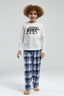 Rolypoly Erkek Çocuk Bisiklet Yaka Pigment Baskılı Kışlık Regular Fit Beyaz Pijama Takımı RP3231-C-V1