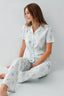 Rolypoly Kadın Gömlek Yaka Baskılı Yazlık Regular Fit Yeşil Pijama Takımı RP3809-S-V2