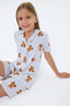 Rolypoly Kız Çocuk Gömlek Yaka Baskılı Yazlık Regular Fit Gri Pijama Takımı RP3818-C-V1