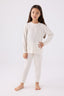 Rolypoly Kız Çocuk Bisiklet Yaka Pigment Baskılı Kışlık Regular Fit Beyaz Pijama Takımı RP3464-C-V2