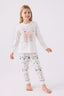 Rolypoly Kız Çocuk Bisiklet Yaka Pigment Baskılı Kışlık Regular Fit Beyaz Pijama Takımı RP3486-C-V1
