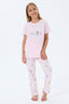Rolypoly Kız Çocuk Bisiklet Yaka Baskılı Yazlık Regular Fit Pembe Pijama Takımı RP3810-C-V1