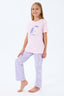 Rolypoly Kız Çocuk Bisiklet Yaka Baskılı Yazlık Regular Fit Pembe Pijama Takımı RP3811-C-V2
