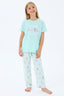 Rolypoly Kız Çocuk Bisiklet Yaka Baskılı Yazlık Regular Fit Yeşil Pijama Takımı RP3810-C-V2