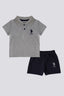U.S. Polo Assn. Erkek Bebek Polo Yaka Pigment Baskılı Yazlık Regular Fit Gri Bebek Takımı USB1834-B-V4