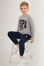 U.S. Polo Assn. Erkek Çocuk Bisiklet Yaka Pigment Baskılı Kışlık Regular Fit Gri Pijama Takımı US1578-C-V1