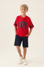 U.S. Polo Assn. Erkek Çocuk Bisiklet Yaka Pigment Baskılı Yazlık Regular Fit Kırmızı Bermuda Takım US1709-C-V4