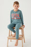 U.S. Polo Assn. Erkek Çocuk Bisiklet Yaka Pigment Baskılı Kışlık Regular Fit Mavi Pijama Takımı US1191-C-V8