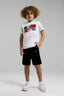 U.S. Polo Assn. Erkek Çocuk Bisiklet Yaka Pigment Baskılı Yazlık Regular Fit Beyaz Bermuda Takım US2012-C-V3
