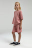 U.S. Polo Assn. Kız Çocuk Bisiklet Yaka Pigment Baskılı Yazlık Regular Fit Pembe Bermuda Takım US2065-C-V2