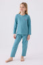 U.S. Polo Assn. Kız Çocuk Bisiklet Yaka Pigment Baskılı Kışlık Regular Fit Mavi Pijama Takımı US1668-C-V11