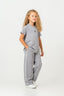 U.S. Polo Assn. Kız Çocuk Bisiklet Yaka Nakışlı Yazlık Regular Fit Gri Pijama Takımı US2529-C-V1