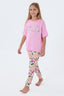 U.S. Polo Assn. Kız Çocuk Bisiklet Yaka Nakışlı Yazlık Regular Fit Pembe Pijama Takımı US2503-C-V2