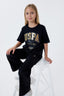 U.S. Polo Assn. Kız Çocuk Bisiklet Yaka Nakışlı Yazlık Regular Fit Siyah Pijama Takımı US2509-C-V2