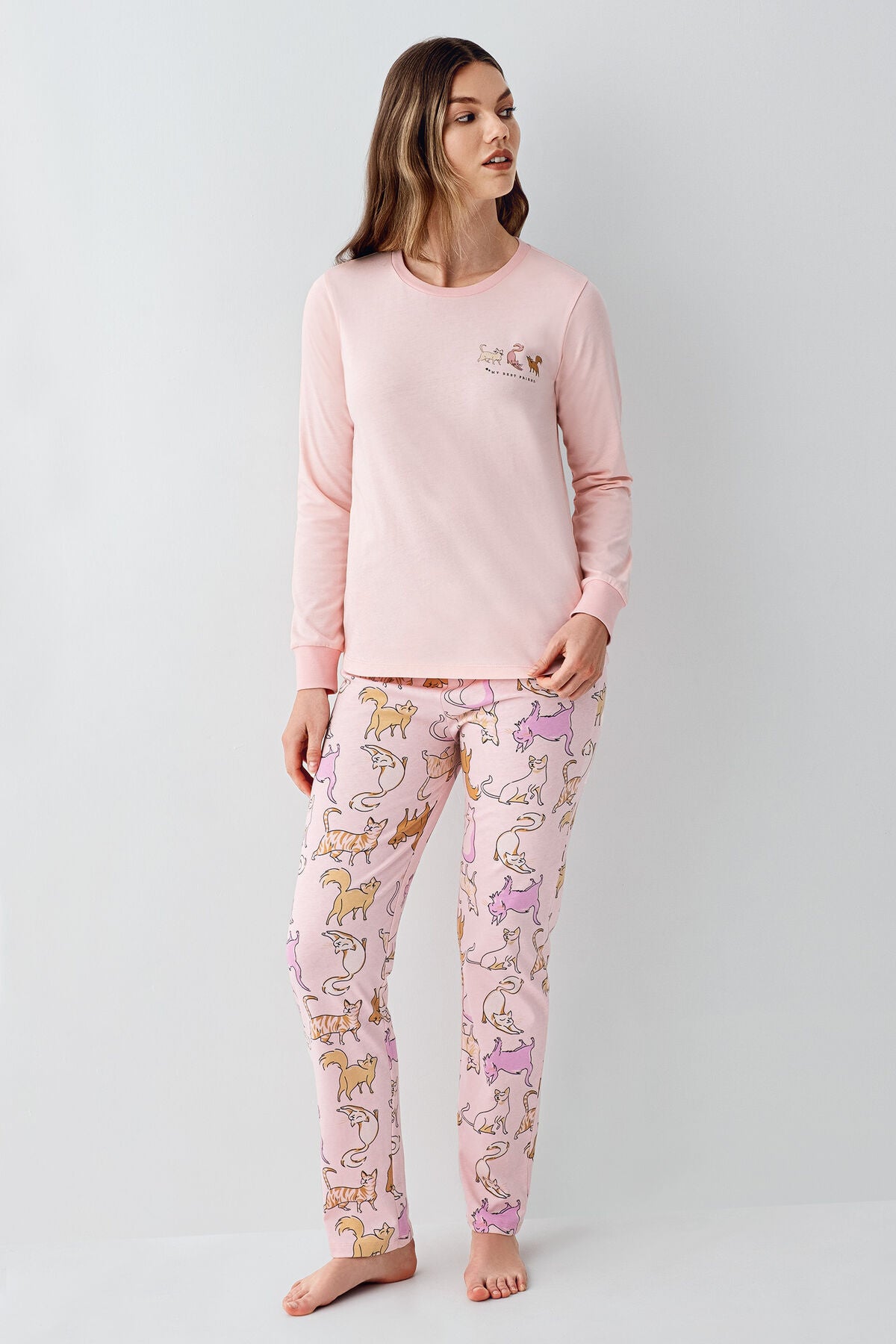 Rolypoly Kadın Kışlık Regular Fit Pembe Pijama Takımı RP3710-S-V2 Ürün ana görseli