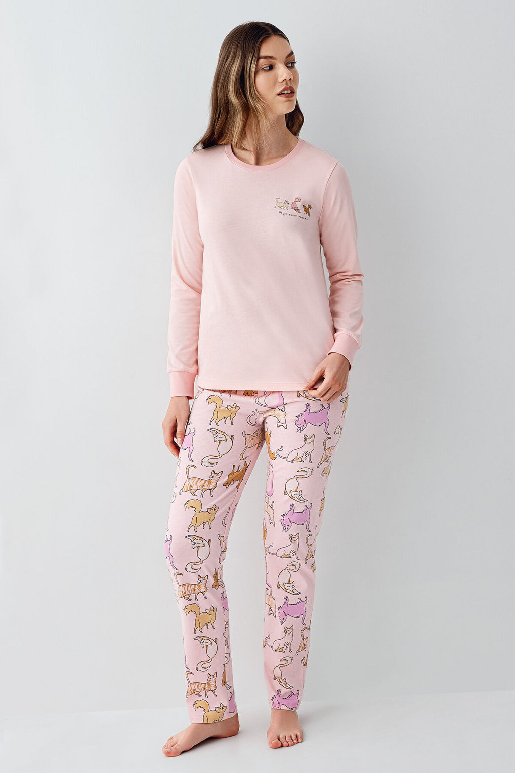 Rolypoly Kadın Kışlık Regular Fit Pembe Pijama Takımı RP3710-S-V2