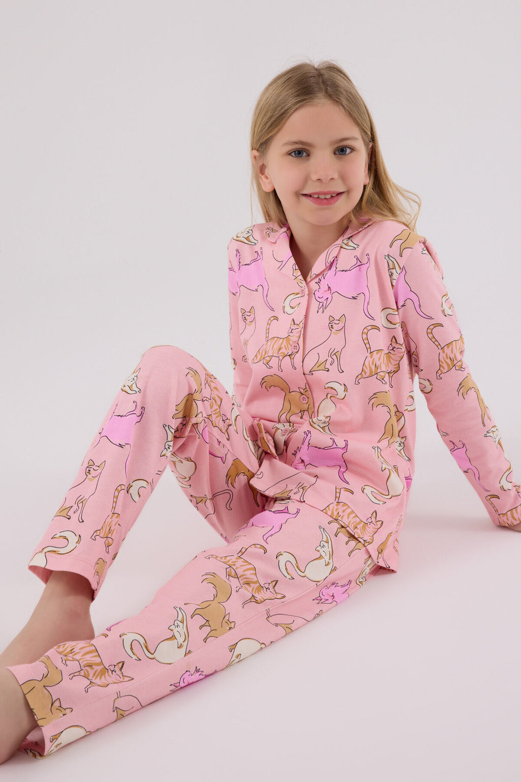 Rolypoly Kız Çocuk Kışlık Regular Fit Pembe Pijama Takımı RP3711-C-V2