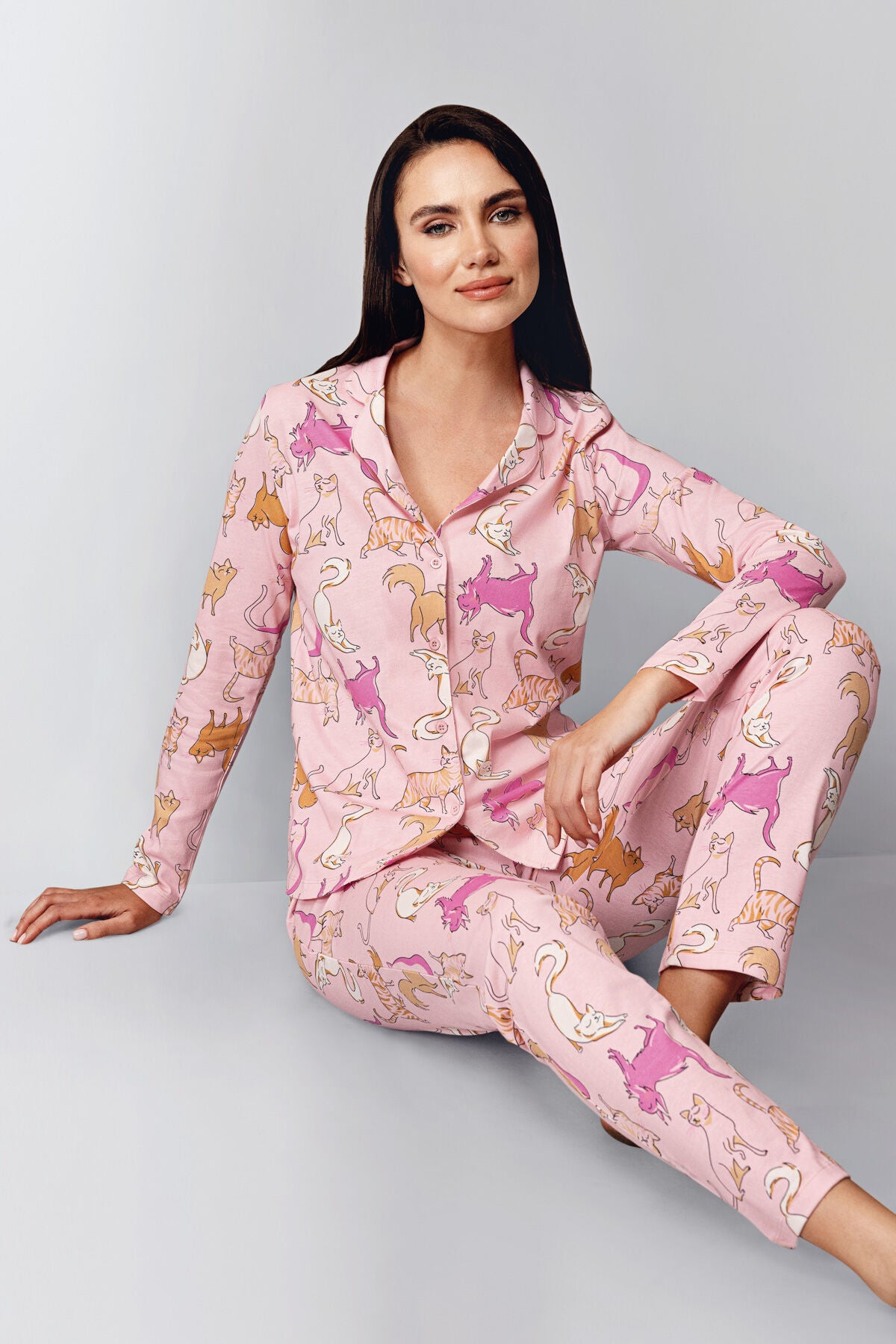 Rolypoly Kadın Kışlık Regular Fit Pembe Gömlek Pijama Takım RP3711-S-V2 Ürün ana görseli