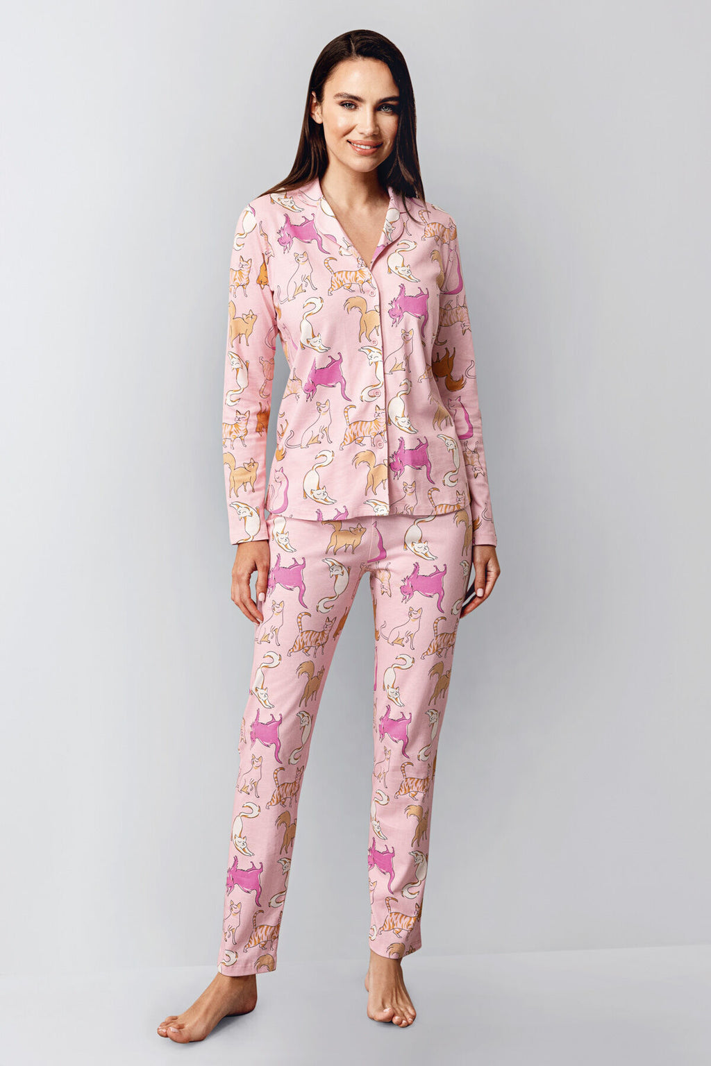 Rolypoly Kadın Kışlık Regular Fit Pembe Gömlek Pijama Takım RP3711-S-V2