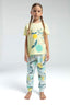 Rolypoly Kız Çocuk Bisiklet Yaka Pigment Baskılı Yazlık Regular Fit Sarı Pijama Takımı RP3617-C-V1