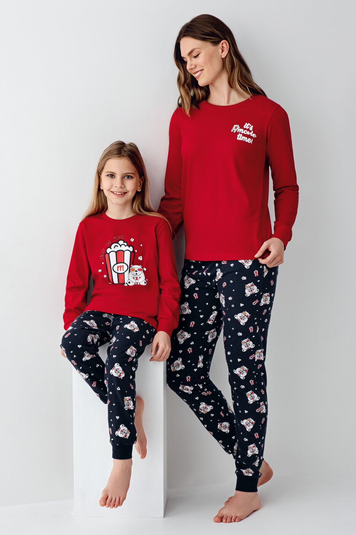 Rolypoly Kadın Bisiklet Yaka Pigment Baskılı Kışlık Regular Fit Kırmızı Pijama Takımı RP3678-S-V1 Ürün ikincil görseli