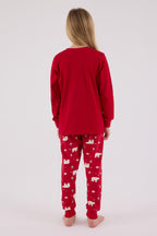 Rolypoly Kız Çocuk Bisiklet Yaka Pigment Baskılı Kışlık Regular Fit Kırmızı Pijama Takımı RP3717-C-V1