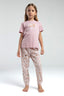 Rolypoly Kız Çocuk Bisiklet Yaka Pigment Baskılı Yazlık Regular Fit Pembe Pijama Takımı RP3587-C-V1