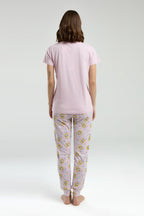 Rolypoly Kadın Bisiklet Yaka Pigment Baskılı Yazlık Regular Fit Pembe Pijama Takımı RP3625-S-V1