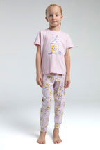 Rolypoly Kız Çocuk Bisiklet Yaka Pigment Baskılı Yazlık Regular Fit Pembe Pijama Takımı RP3625-C-V1
