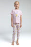 Rolypoly Kız Çocuk Bisiklet Yaka Pigment Baskılı Yazlık Regular Fit Pembe Pijama Takımı RP3625-C-V1