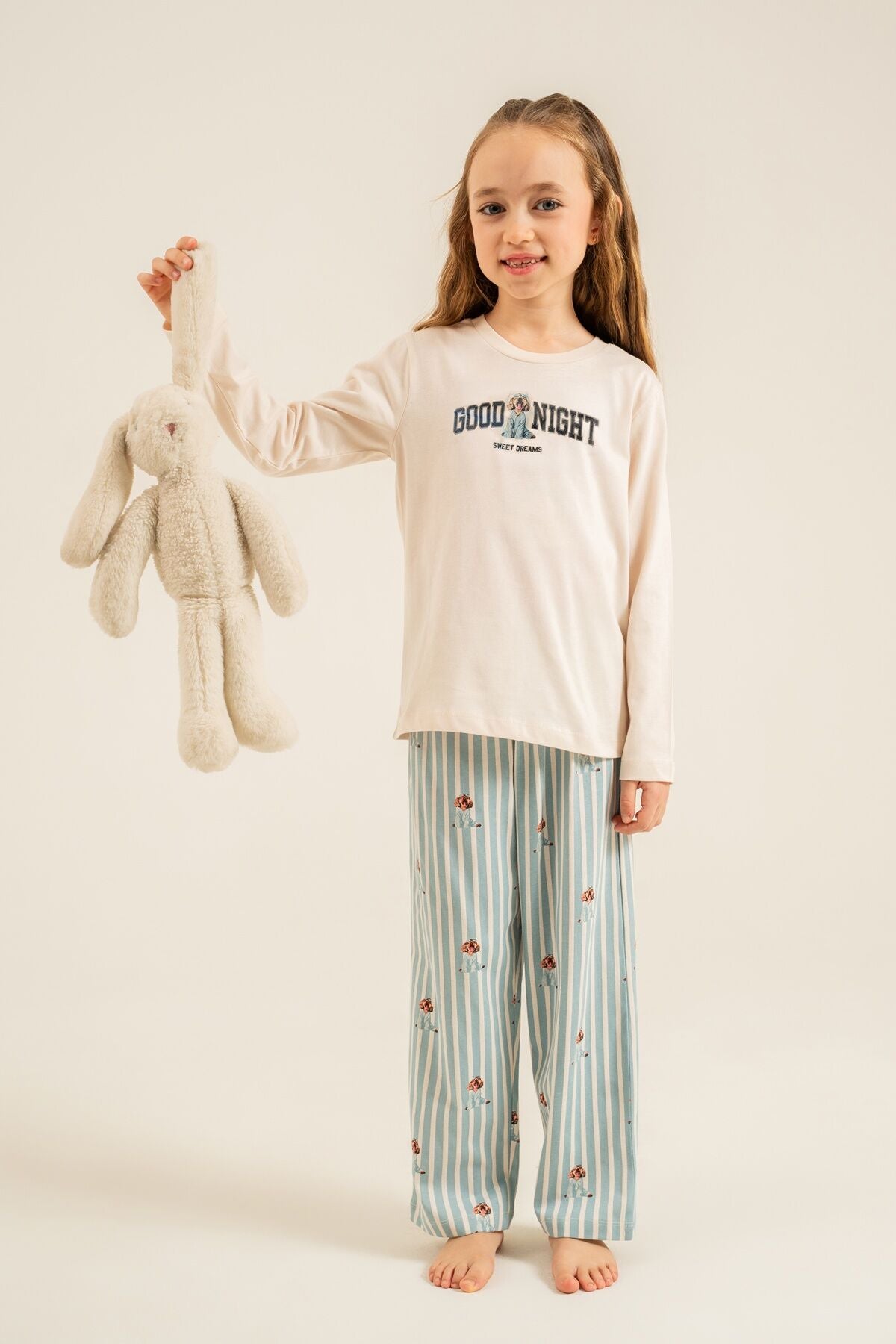 Arnetta Anne Kız Sweet Dreams Krem Uzun Kol Pijama Takım AR3734-A-V1