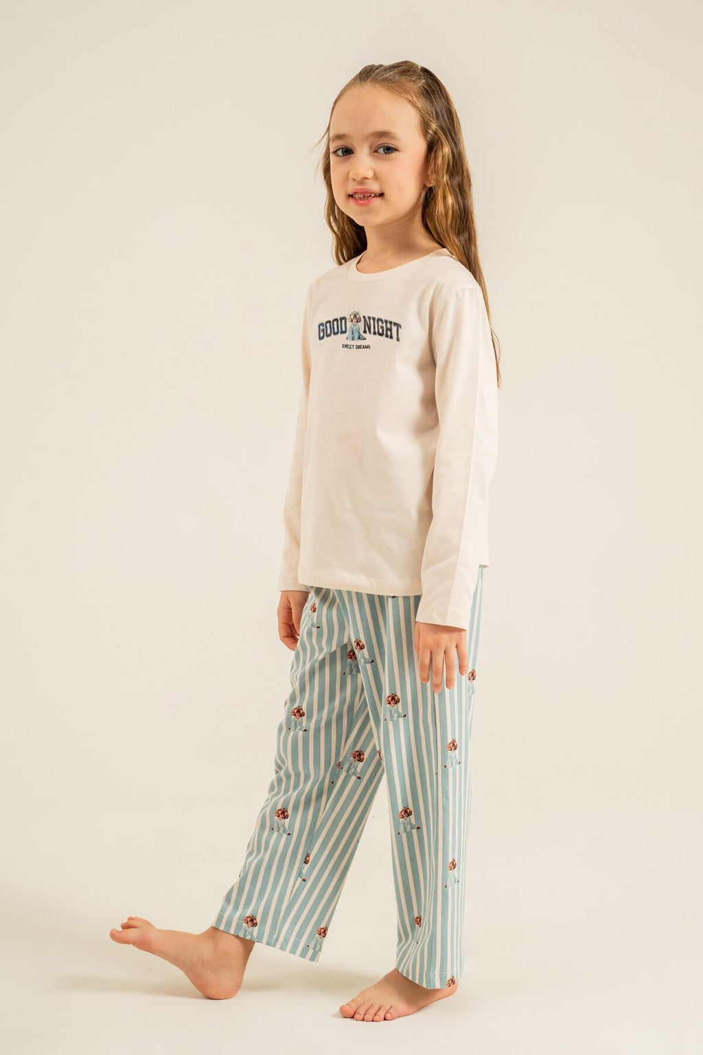 Arnetta Anne Kız Sweet Dreams Krem Uzun Kol Pijama Takım AR3734-A-V1