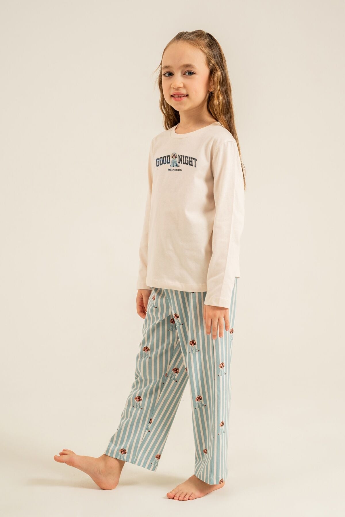 Arnetta Anne Kız Sweet Dreams Krem Uzun Kol Pijama Takım AR3734-A-V1