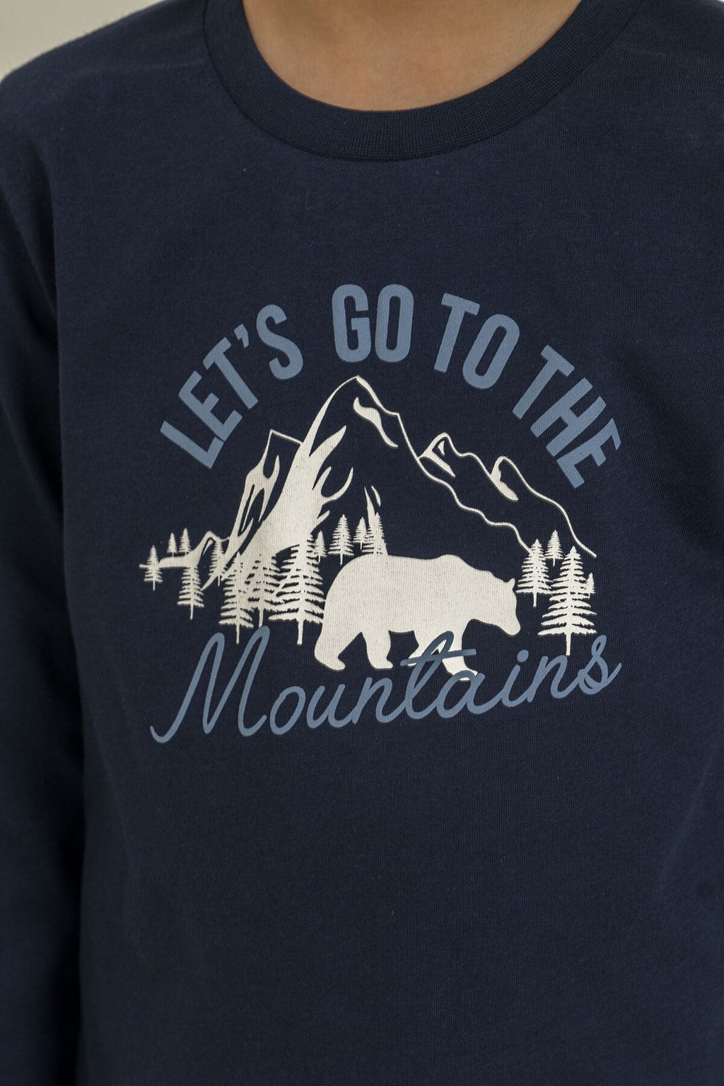 Arnetta Baba Oğul Çocuk Let's Go To The Mountains Lacivert Uzun Kol Pijama Takım AR3832-A-V1