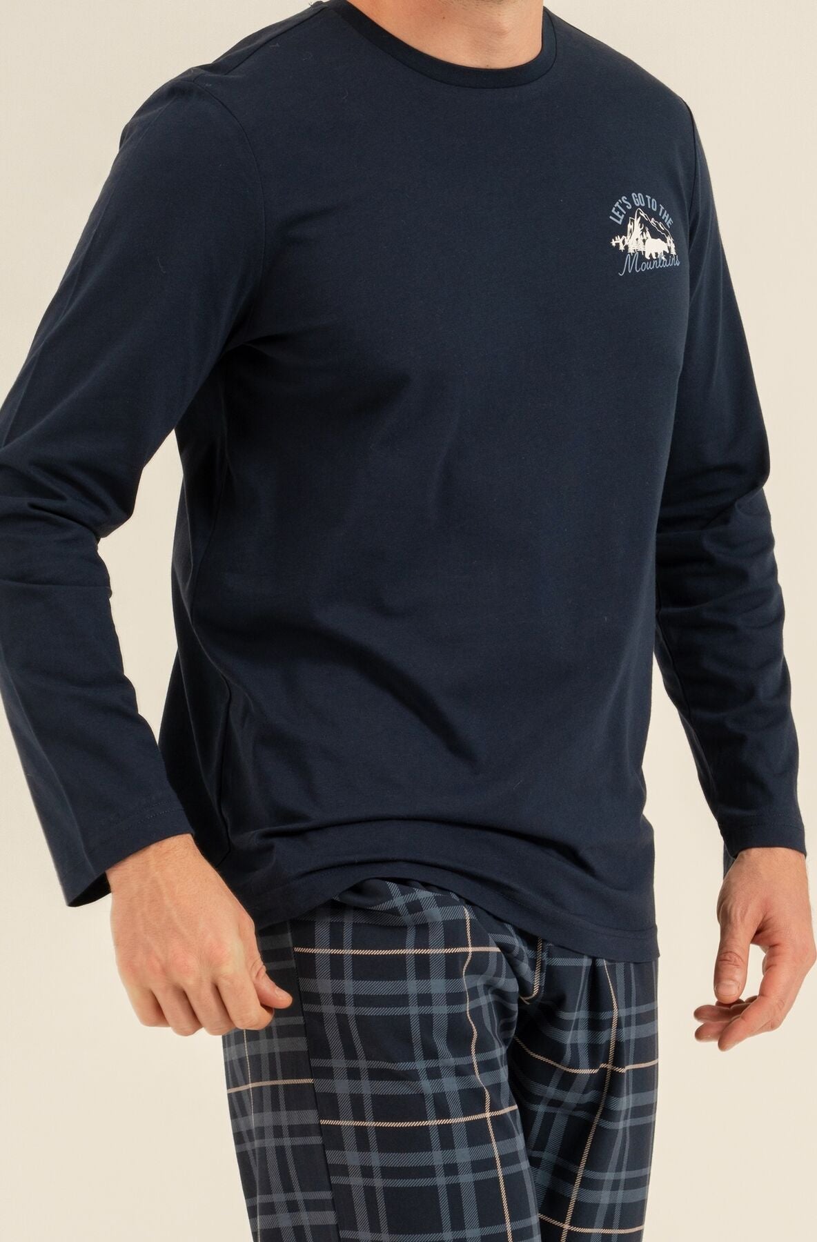 Arnetta Baba Oğul Çocuk Let's Go To The Mountains Lacivert Uzun Kol Pijama Takım AR3832-A-V1