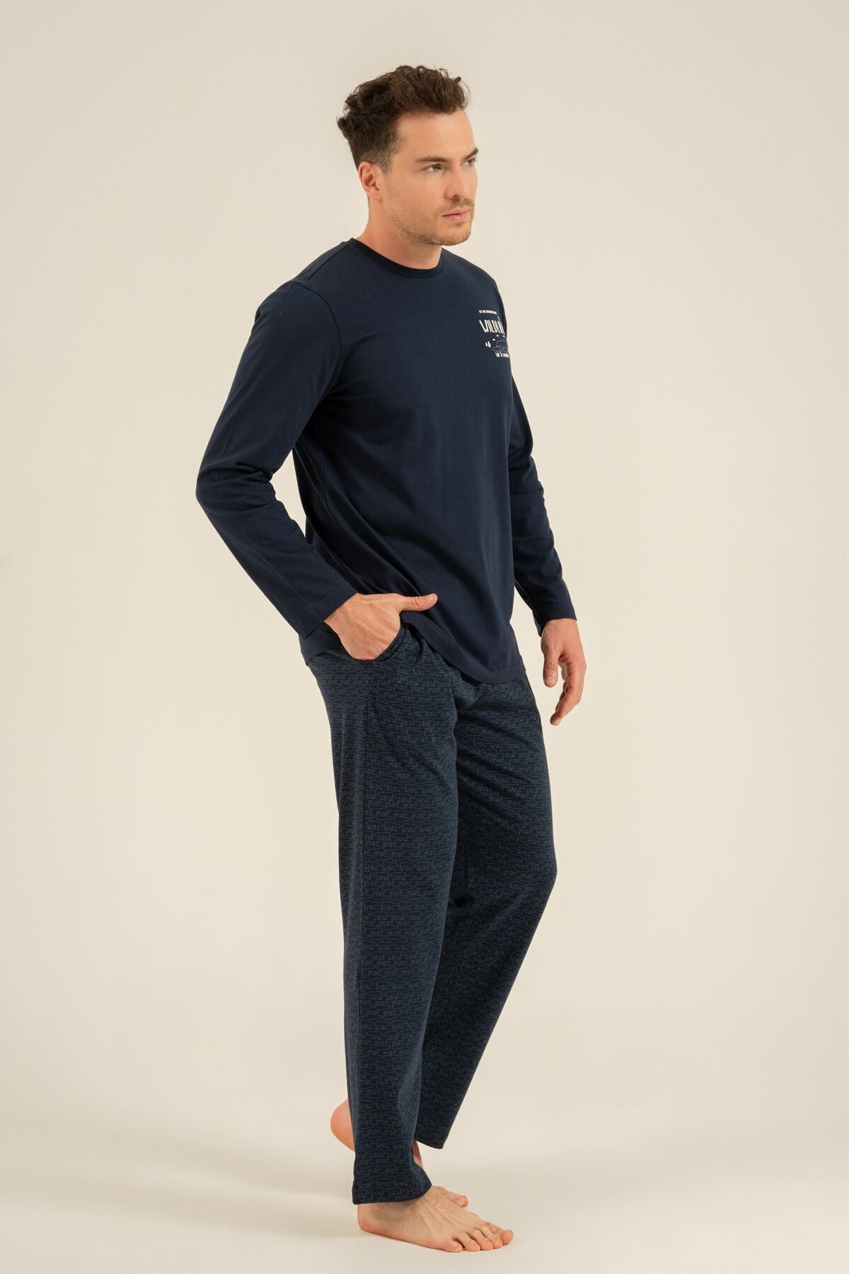 Arnetta Baba Oğul Let The Adventure Begin Lacivert Uzun Kol Pijama Takım AR3827-A-V1