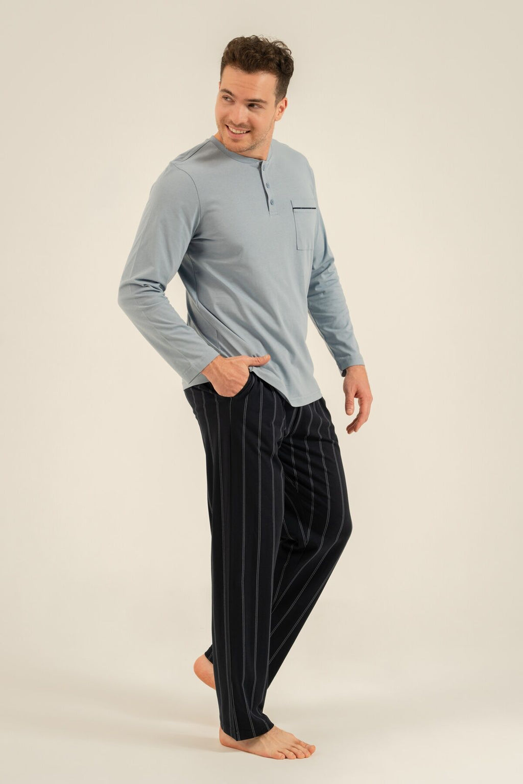 Arnetta Baba Oğul Stay Wild Mavi Uzun Kol Pijama Takım AR3829-A-V1