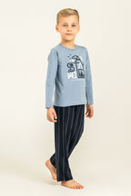 Arnetta Baba Oğul Stay Wild Mavi Uzun Kol Pijama Takım AR3829-A-V1