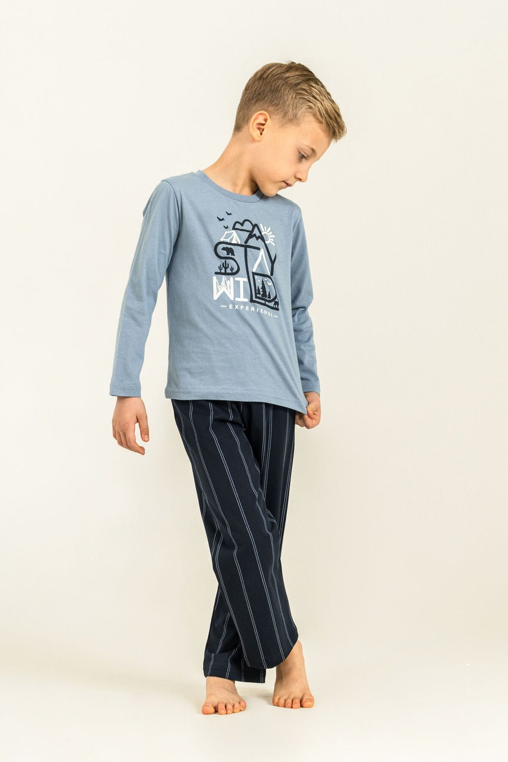 Arnetta Baba Oğul Stay Wild Mavi Uzun Kol Pijama Takım AR3829-A-V1